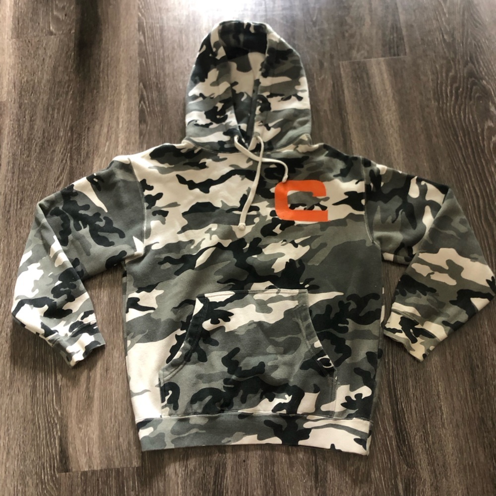 Independent Trading Co Camo Heavyweight Hoodie Size S Orange C Graphic Pullover